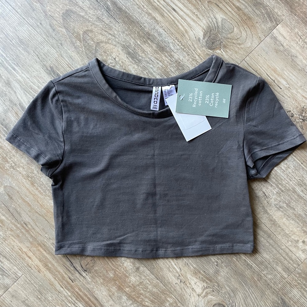 H&M charcoal gray crop top